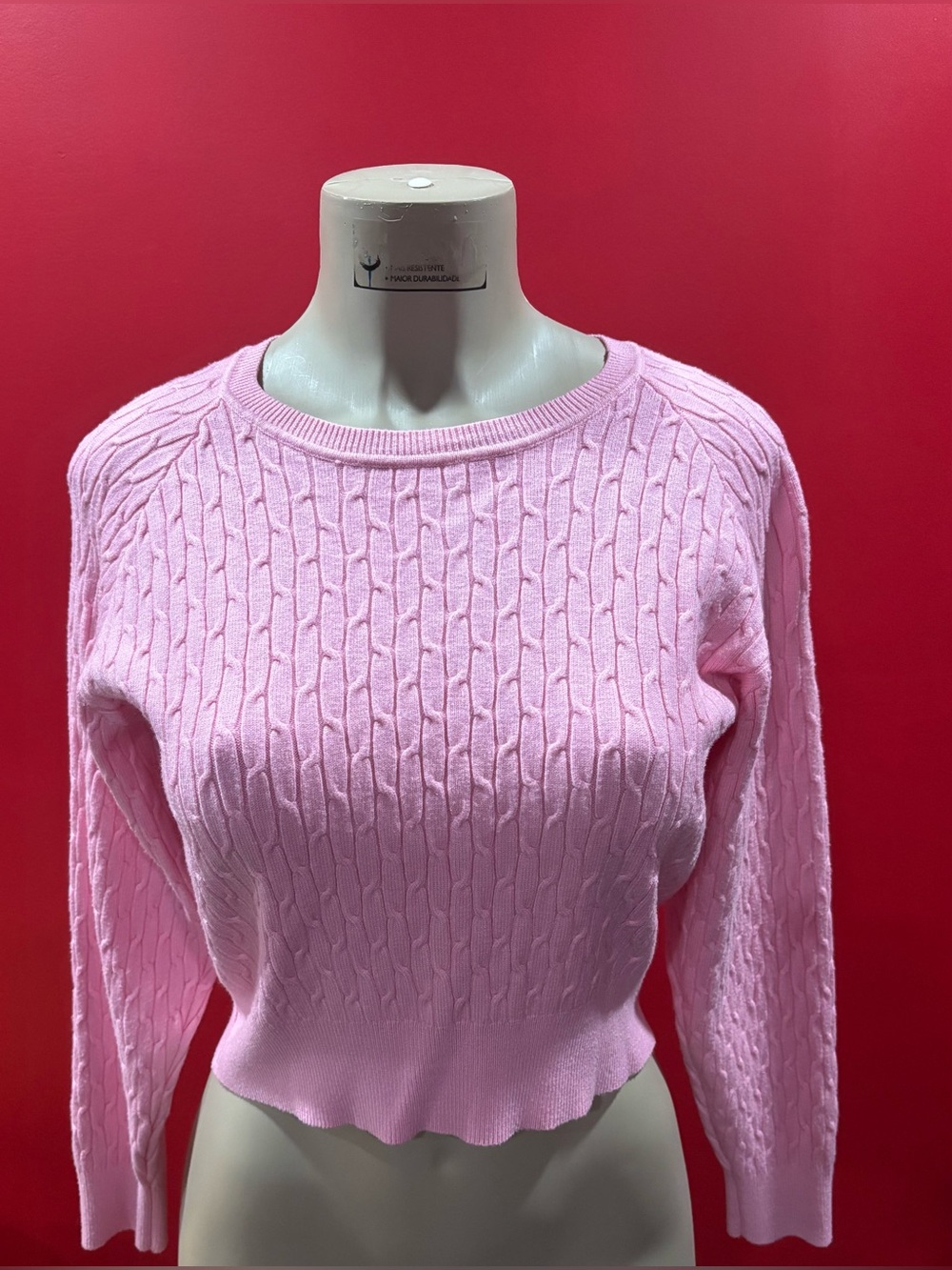 Daisy Pink Cable-Knit Scoop Neck Sweater